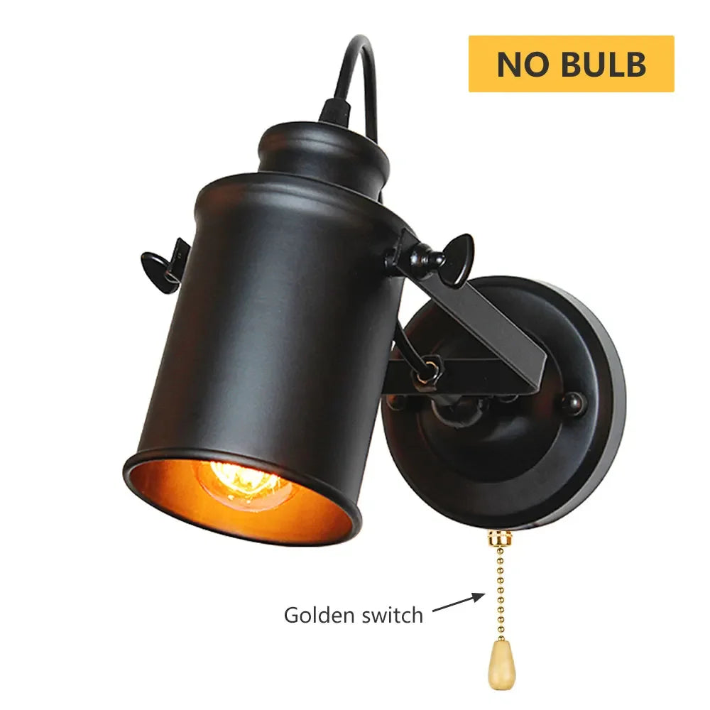 Decorbites™ LED Vintage Wandlampe - Industrielle Loft-Stil Leuchte mit Ketten-Schalter