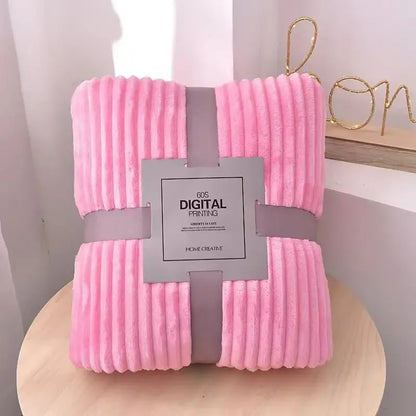 Manta de franela a rayas DecorBites™ para invierno - Ideal para dormitorio o sala de estar