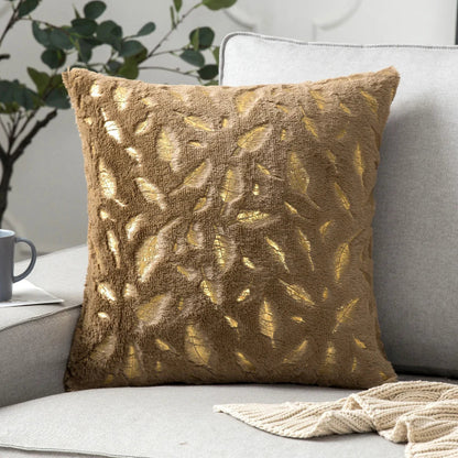 DecorBites™ Golden Fur Cushion Cover White 43x43 - Luxury Home Decor Pillow Case