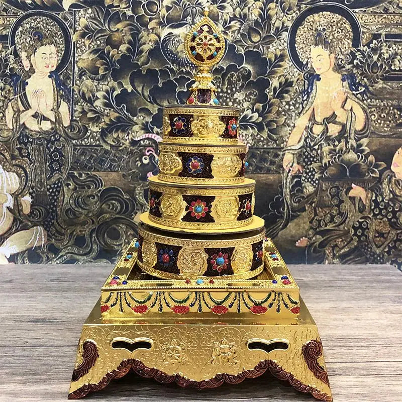 DecorBites™ Eight Auspicious Buddha Alloy Plates for Temple Worship and Meditation