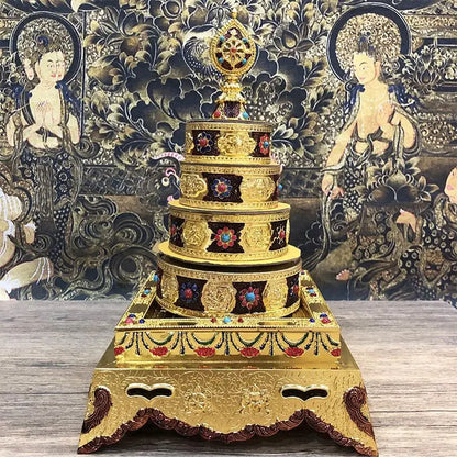 DecorBites™ Eight Auspicious Buddha Alloy Plates for Temple Worship and Meditation