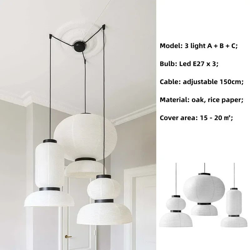 DecorBites™ Japanese Paper Pendant Lights Dining Room Chandelier