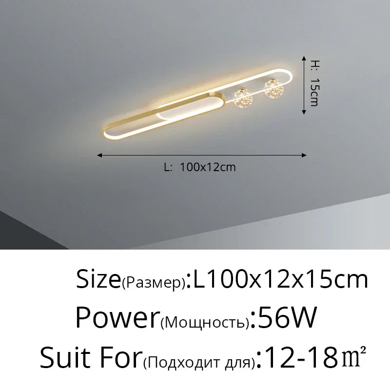 DecorBites™ Gold Starry Strip Flush Mount Ceiling Light Luxury Chandelier