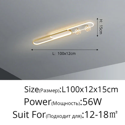 DecorBites™ Gold Starry Strip Flush Mount Ceiling Light Luxury Chandelier