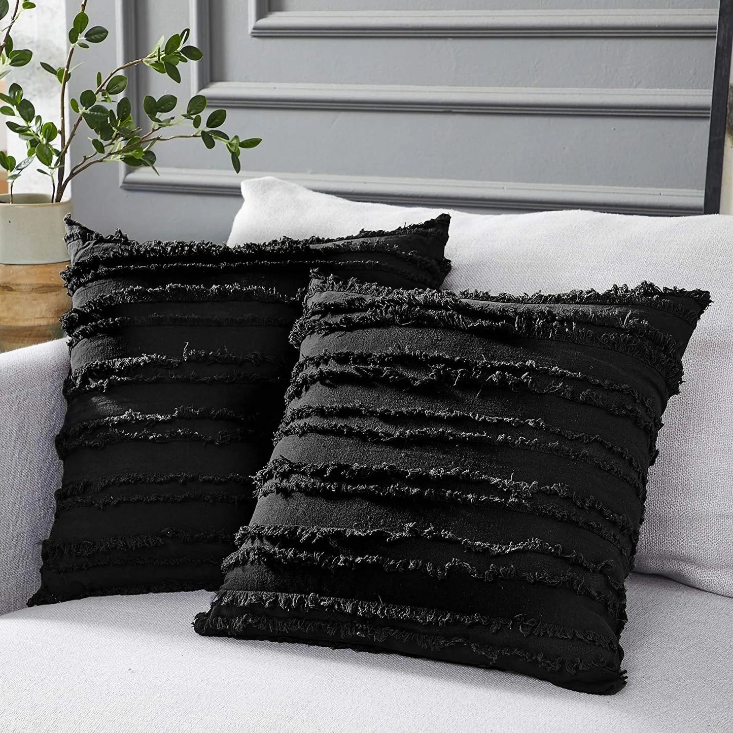 DecorBites™ Boho Chic Tassel Striped Pillow Covers for Home Decor
