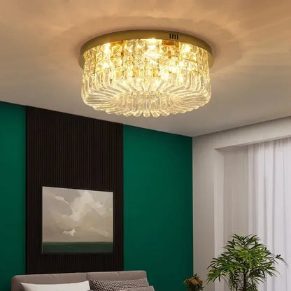 DecorBites™ Gold Crystal Ceiling Chandelier - Modern LED Pendant Lighting for Living & Dining Room