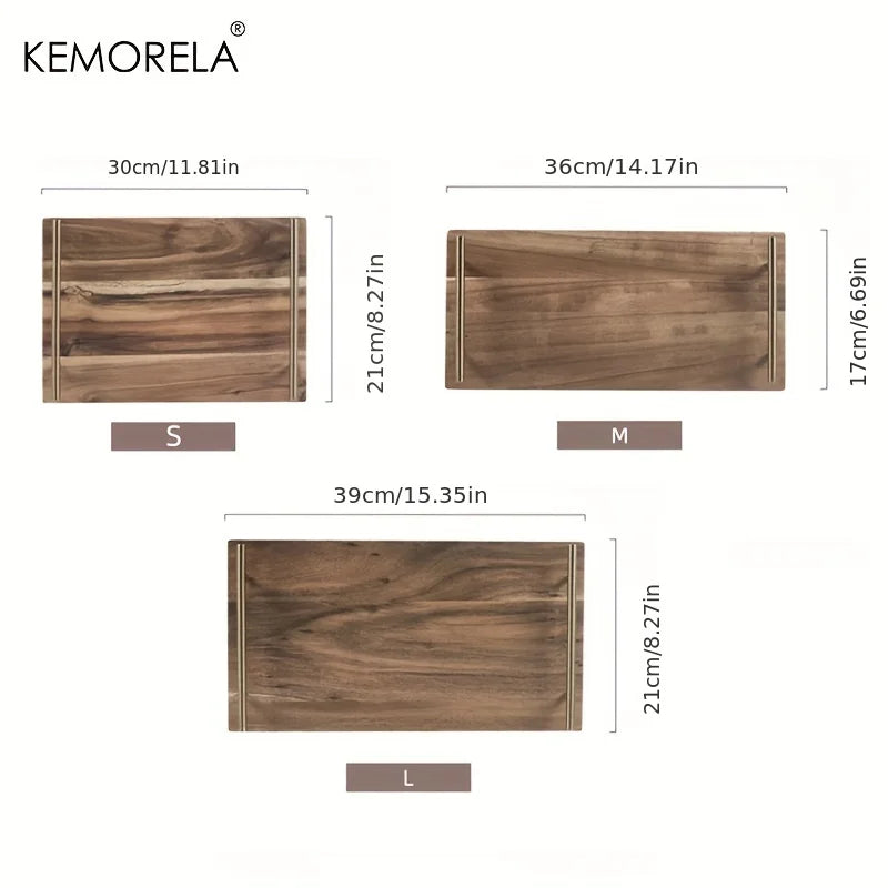 Bandeja de madera DecorBites™ Lovesickness con asa metálica | Elegante plato para fruta y sushi