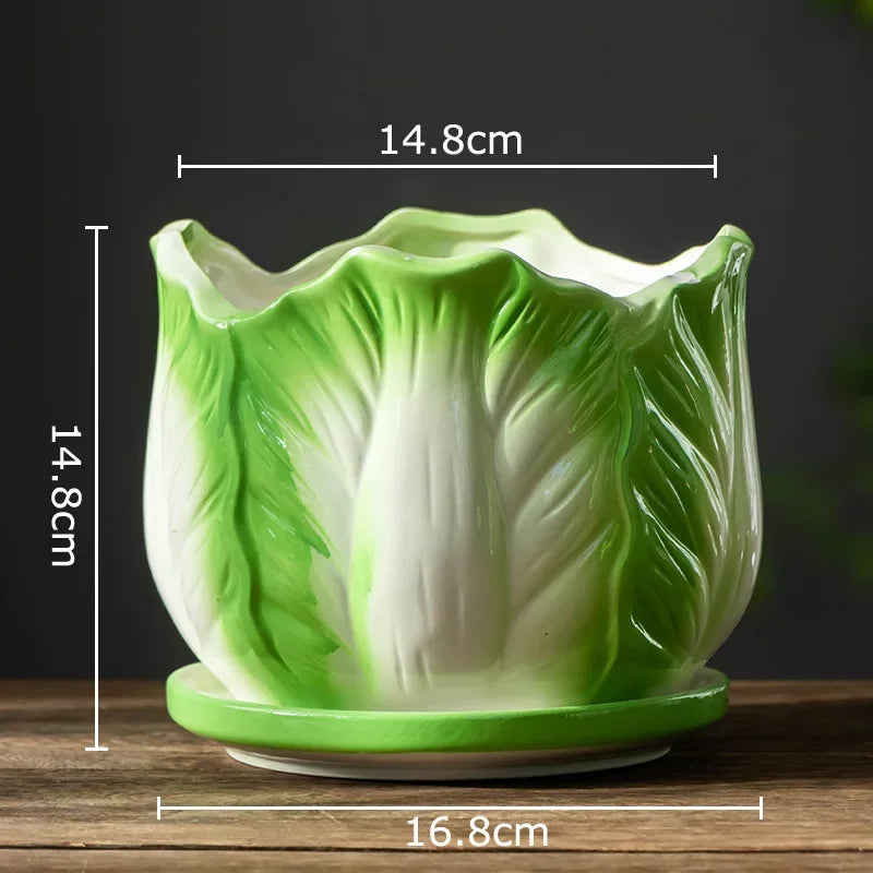 DecorBites™ Chinese Cabbage Ceramic Vase: Table Decoration, Flowers Arrangement, Room Aesthetic Decor