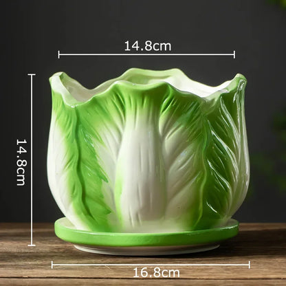 DecorBites™ Chinese Cabbage Ceramic Vase: Table Decoration, Flowers Arrangement, Room Aesthetic Decor
