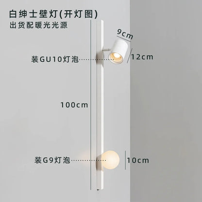 ديكوربايتس™ مصباح حائط خشبي باللونين الأسود والأبيض لمساحات المعيشة ذات الطراز البسيط