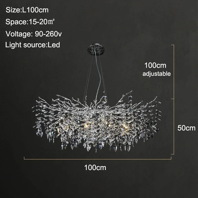 DecorBites™ Branch Crystal Chandelier: Luxury LED Ceiling Light for Living Room & Dining Room