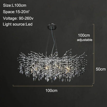 DecorBites™ Branch Crystal Chandelier: Luxury LED Ceiling Light for Living Room & Dining Room