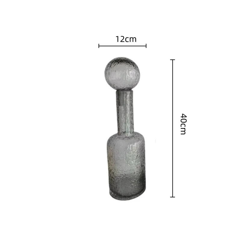 DecorBites™ Grey Round Glass Vase Hammer Lid Terrarium Home Decoration