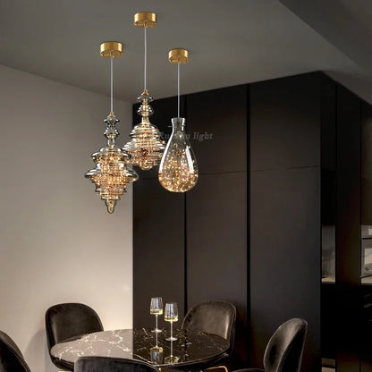 DecorBites™ Antique Brass Glass Chandelier for Dining Room and Bar