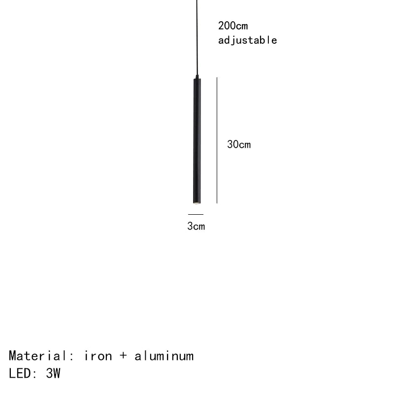 ديكوربايتس™ مصابيح LED سوداء معلقة 30/40/50/60 سم لغرفة الطعام وغرفة النوم والمطبخ