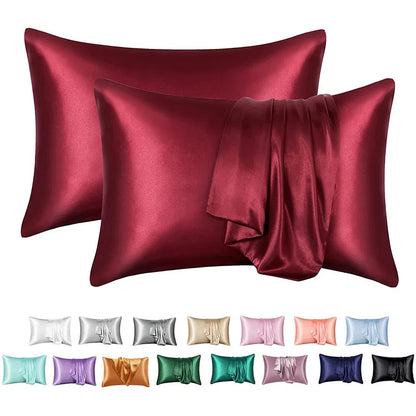 Decobites Silky Satin Pillowcase: Soft, Comfortable, High-End Solid King Queen Pillow Cover