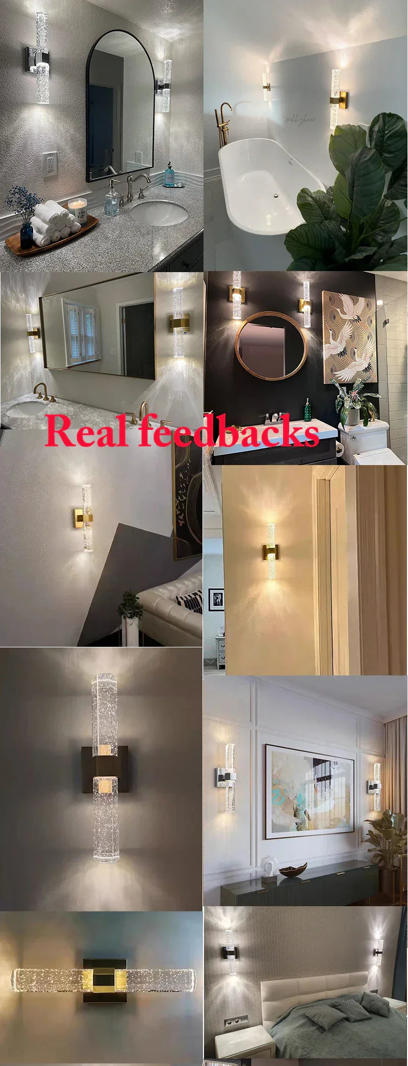 DecorBites™ Bubble Crystal LED Wall Sconces for Bathroom Dresser Living Room Bedroom Mirrors