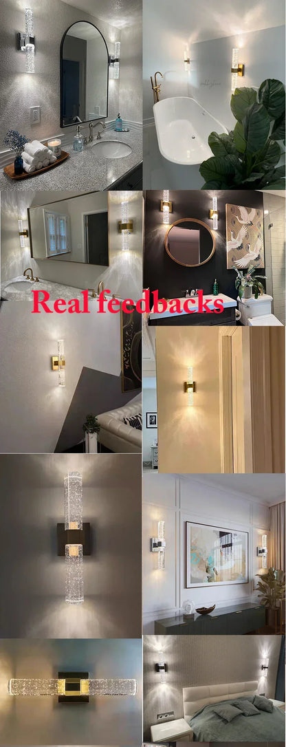 DecorBites™ Bubble Crystal LED Wall Sconces for Bathroom Dresser Living Room Bedroom Mirrors