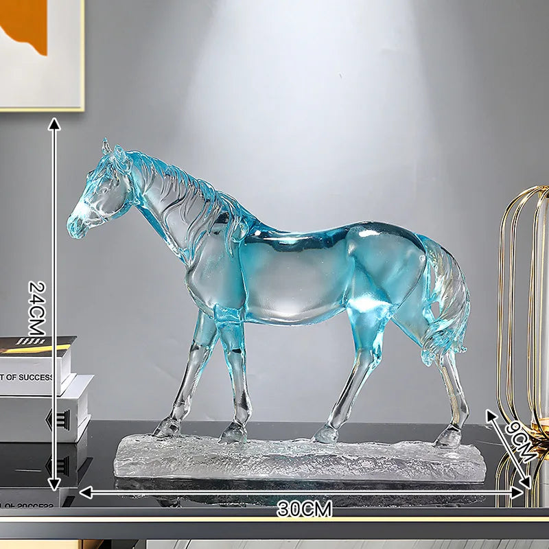 Decorbites™ Pferdeharz-Ornament: Simuliertes Tier-Skulptur, Transparent Farbiges Dekor, Heimfigur