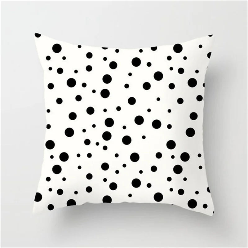 DecorBites™ Heart Stripe Pillow Cases | Black & White Polyester Cushion Covers