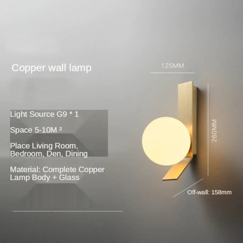 DecorBites™ Glass Ball Wall Sconce: Modern Designer Bedside Lamp for Living Room, Bedroom, Hotel