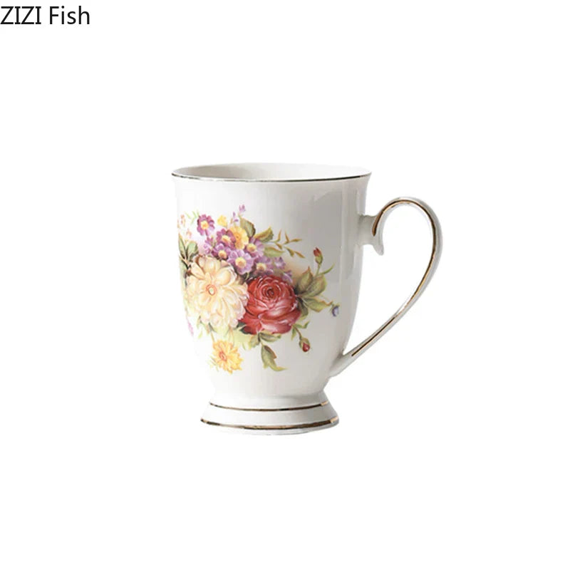 DecorBites™ Elegant Floral Ceramic Cup & Saucer Set