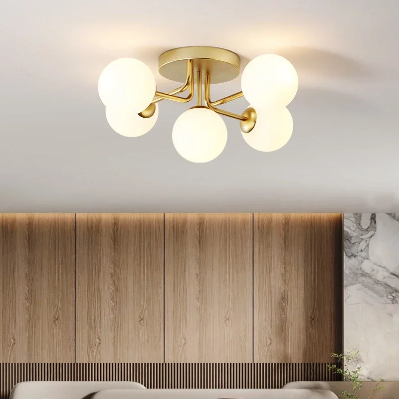 DecorBites™ Gold Glass Ceiling Lamp. Modern Round Corrugated Design for Bedroom, Living Room, Cloakroom.