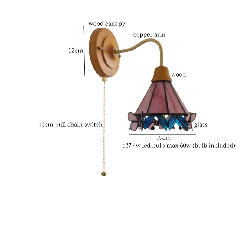 DecorBites™ Butterfly Glass LED Wall Light with Copper Arm for Home Decor.