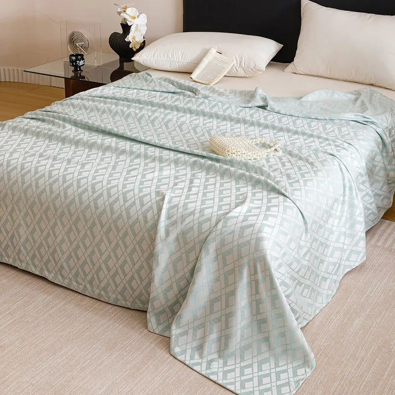 DecorBites™ Bamboo Fiber Summer Blanket - Single Double Bed Air Conditioning Lightweight Blanket