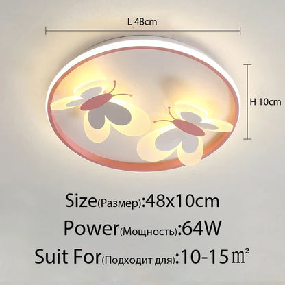 DecorBites™ Butterfly Pink Ceiling Light for Kids Room & Study, Creative Decorative Lamp