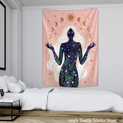 ديكور بايتس™ - نسيج نسائي كاواي، رسم توضيحي لفتاة أنمي، فن جمالي، ديكور سكن جامعي هيبي