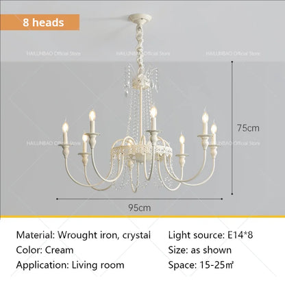 Lámpara de araña DecorBites™ French Light Luxury Living Room Chandelier American Atmosphere Candle Lamp