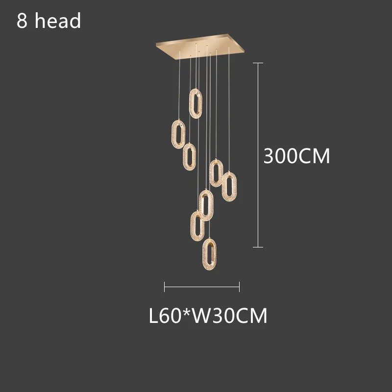 Decorbites™ Lámpara colgante LED de araña de acrílico dorado para decoración moderna de escaleras, dormitorios y salas de estar