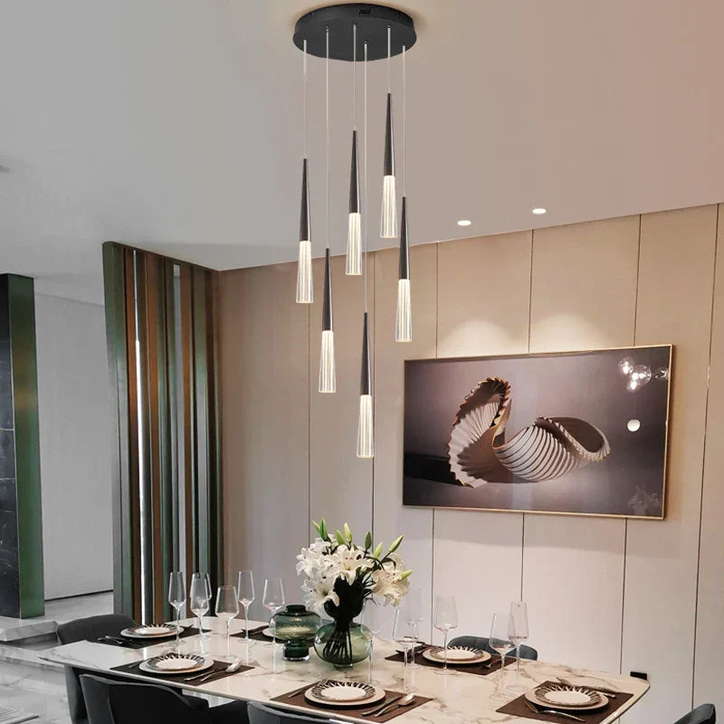 DecorBites™ مصباح مخروطي أكريليك معلق لسلالم الفيلا والمطبخ والمطعم.