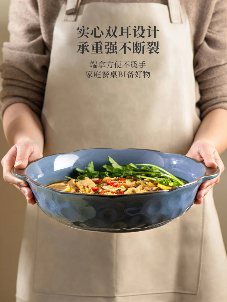 DecorBites™ Large Ceramic Fish Bowl for Noodles and Soup