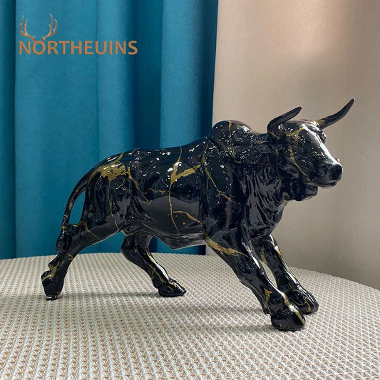 DecorBites™ Bull Statue Feng Shui Luxury Resin Sculpture Home Decor Miniature Art Objects