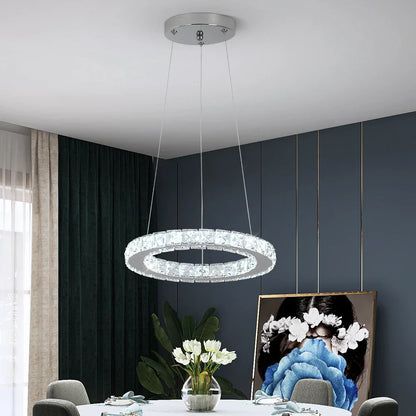 DecorBites™ Crystal LED Chandelier: Modern Pendant Light for Luxury Home Decor and Living Room