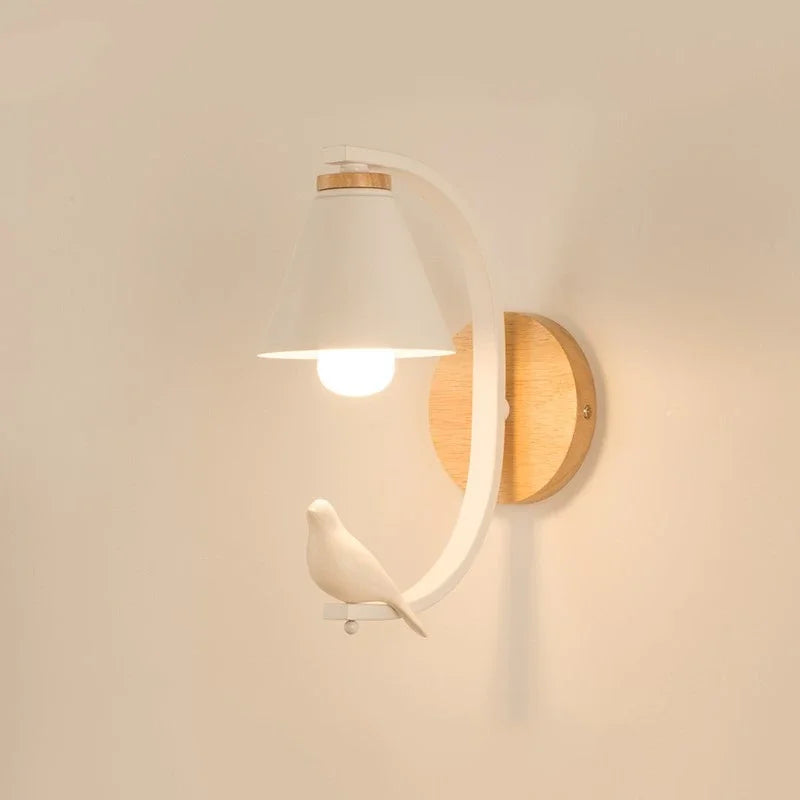 DecorBites™ Birdie Wall Lamp: Modern Nordic Wood Bedroom Light