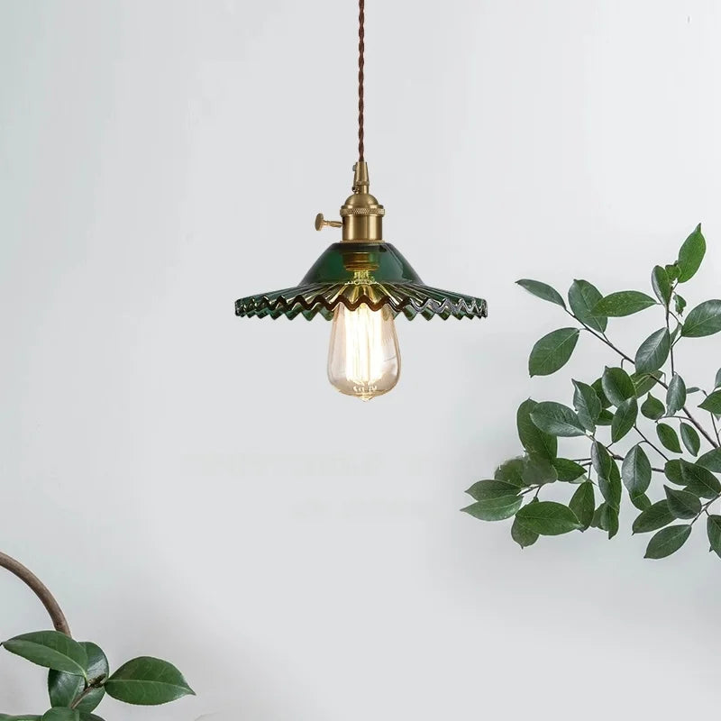 DecorBites™ Green Glass LED Pendant Lights - Nordic Minimalist Style for Bedroom, Living Room