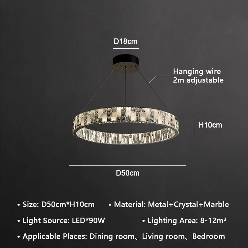 DecorBites™ Crystal Lustre Circle Chandelier LED Lights - Modern Luxury Minimalism décor