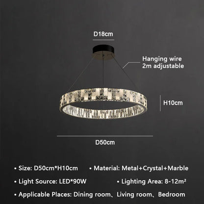 DecorBites™ Crystal Lustre Circle Chandelier LED Lights - Modern Luxury Minimalism décor