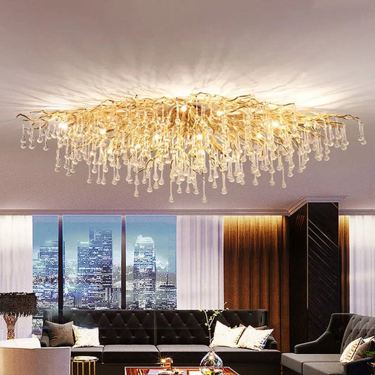 DecorBites™ Golden Chandelier Modern Luxury LED Glossy Ceiling Lamp