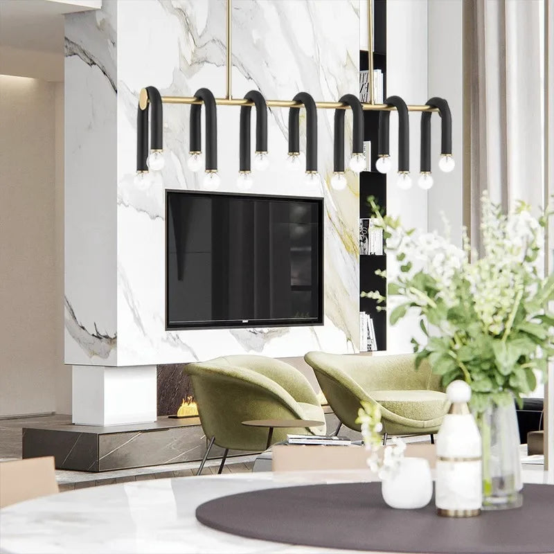 DecorBites™ LED Tube Chandelier Lighting High Ceiling Lustre Hanging Lamps for Home Deco