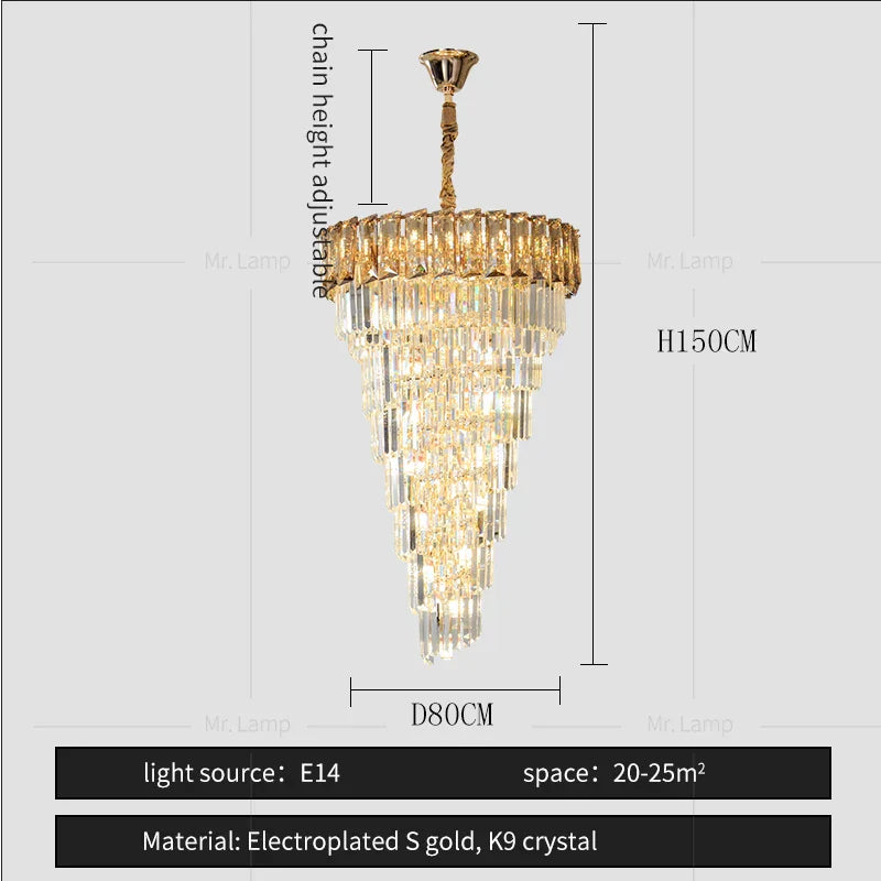 DecorBites™ Amber Crystal Chandelier for Living Room in French Light Luxury Style