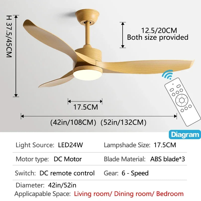 مروحة سقف DecorBites™ مقاس 52 بوصة سوداء مزودة بجهاز تحكم عن بعد لغرفة المعيشة والمطعم والمنزل