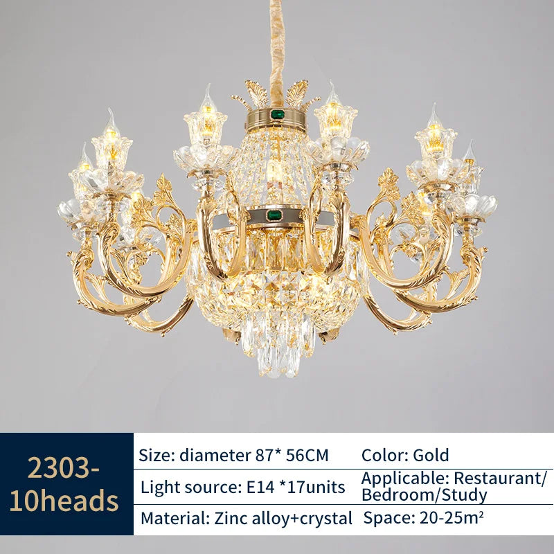 DecorBites™ Elegant Duplex Crystal Chandelier for Villa Living Room & Hotel Lobby