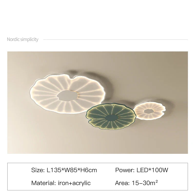 DecorBites™ Lotus Leaf Design LED Ceiling Lamp: Smart Chandelier Light for Home Décor