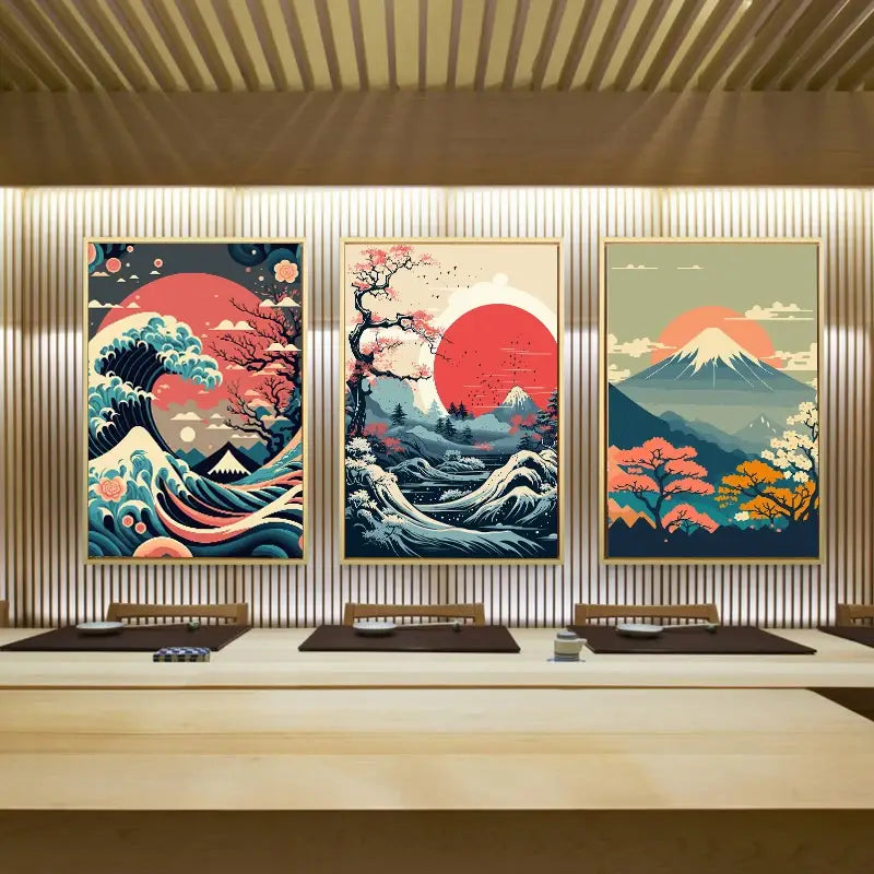 Decorbites™ Japanische Vintage-Kunst-Leinwand-Set