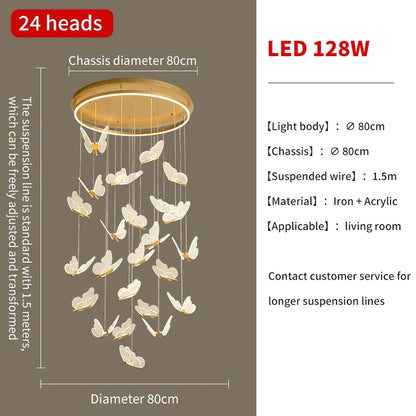 DecorBites™ Butterfly LED Chandelier for Villa Duplex Living Room Decoration