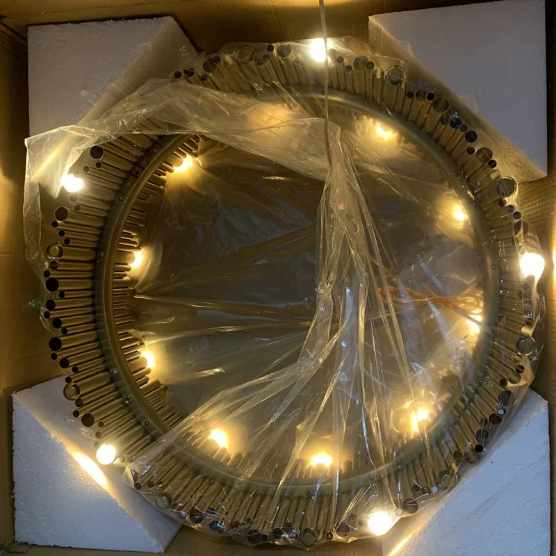 DecorBites™ Gold Brubeck LED Chandelier Pendant Light - Stylish Aluminum Alloy Tube Suspension Luminaire